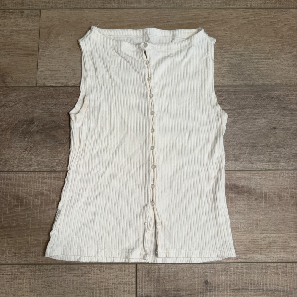 Abercrombie White ribbed button down tank top